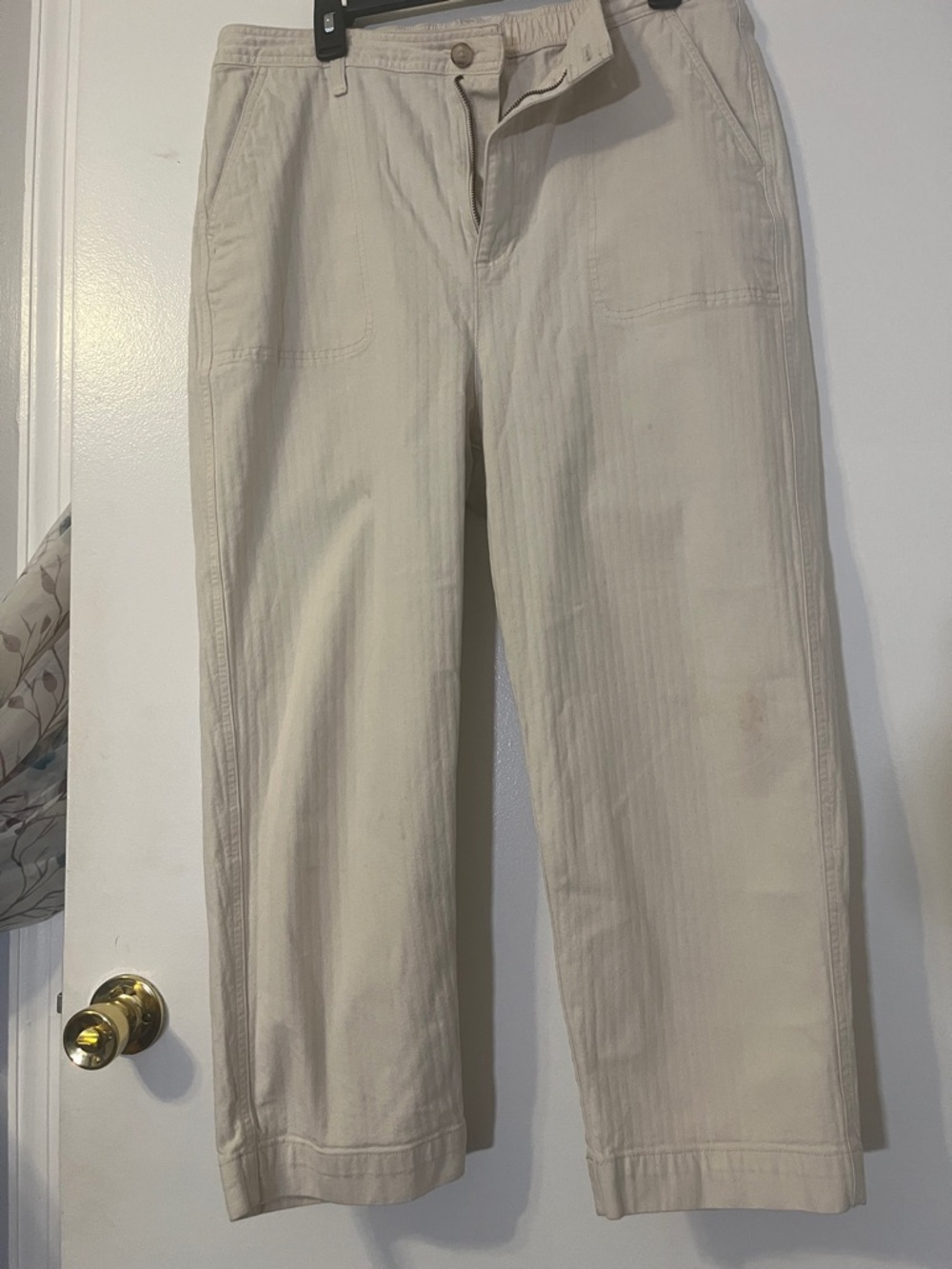 Madewell Women's Cream Wide-Leg Trousers